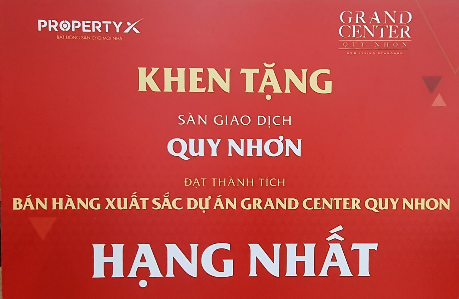Vinh danh sàn Hưng Thịnh Quy Nhơn đạt thành tích xuất sắc dự án Grand Center Quy Nhơn