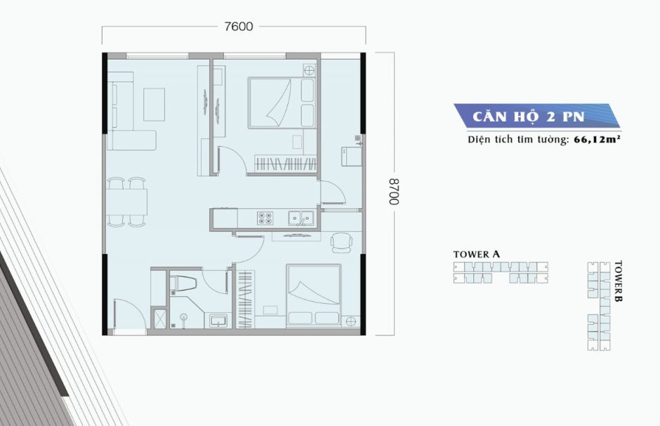 Thiết kế căn hộ 2 phòng ngủ An Phú Thịnh Quy Nhơn